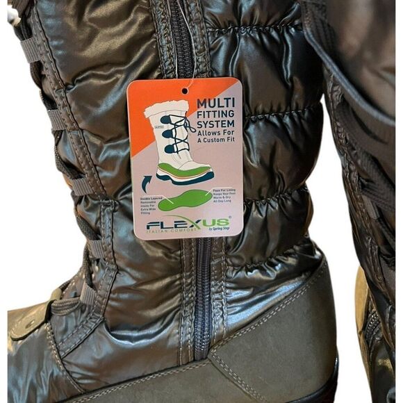 Ladies Size 7.5 Flexus by Spring Step Fur Lined Silver Boots Rain Snow Calf NWT - Picture 3 of 9